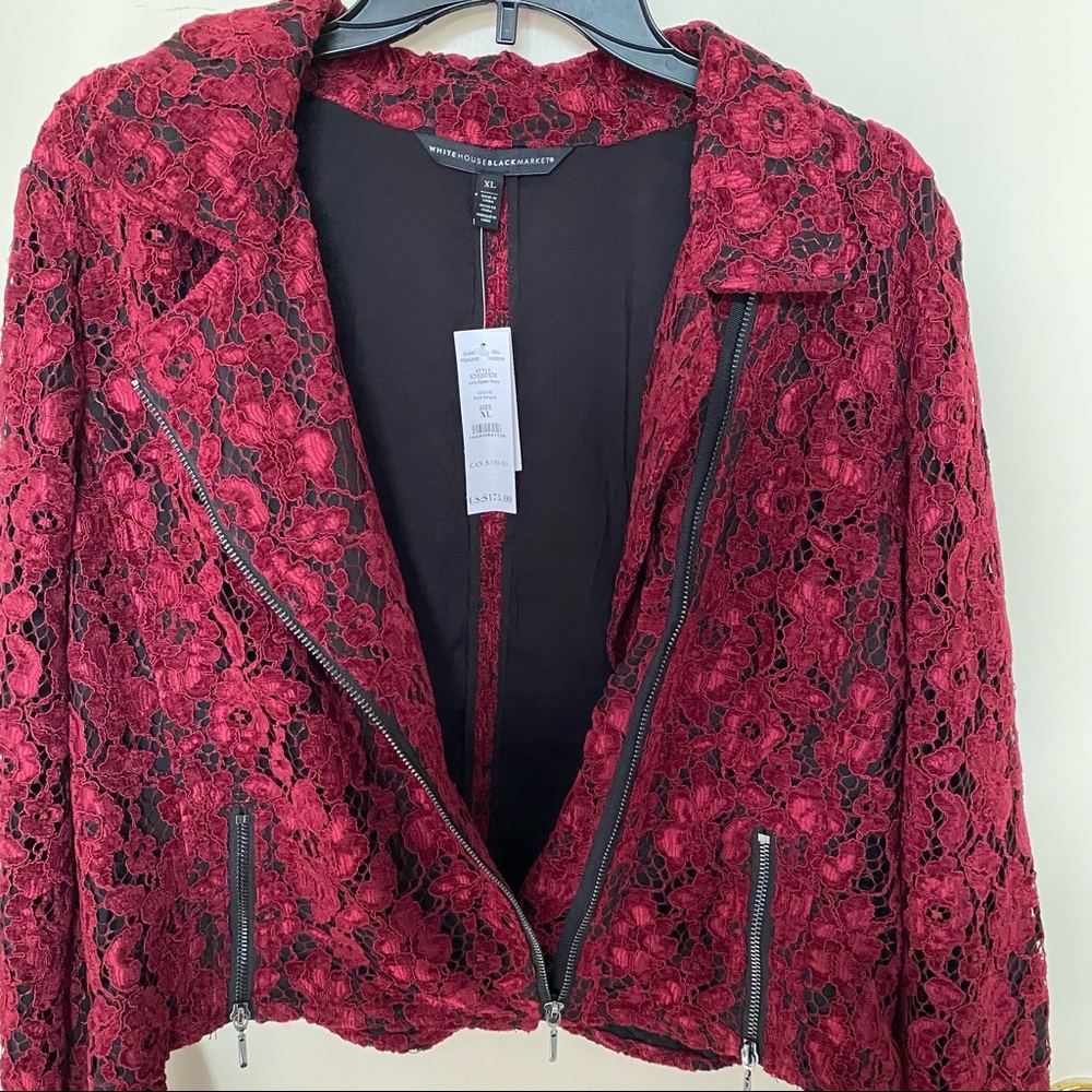 NWT Black House White Market Sangria Lace Zip Up Jacket